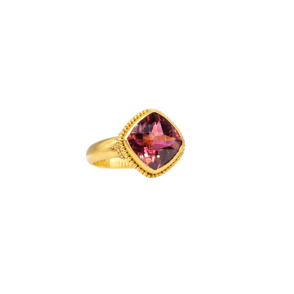 Pink Tourmaline Ring in Yellow Gold