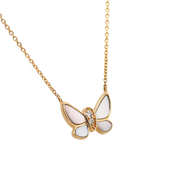 Jardin Mother of Pearl Butterfly Necklace in Yellow Gold