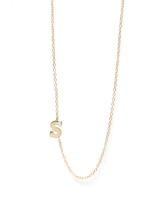 Love Letter Initial S Necklace in Yellow Gold