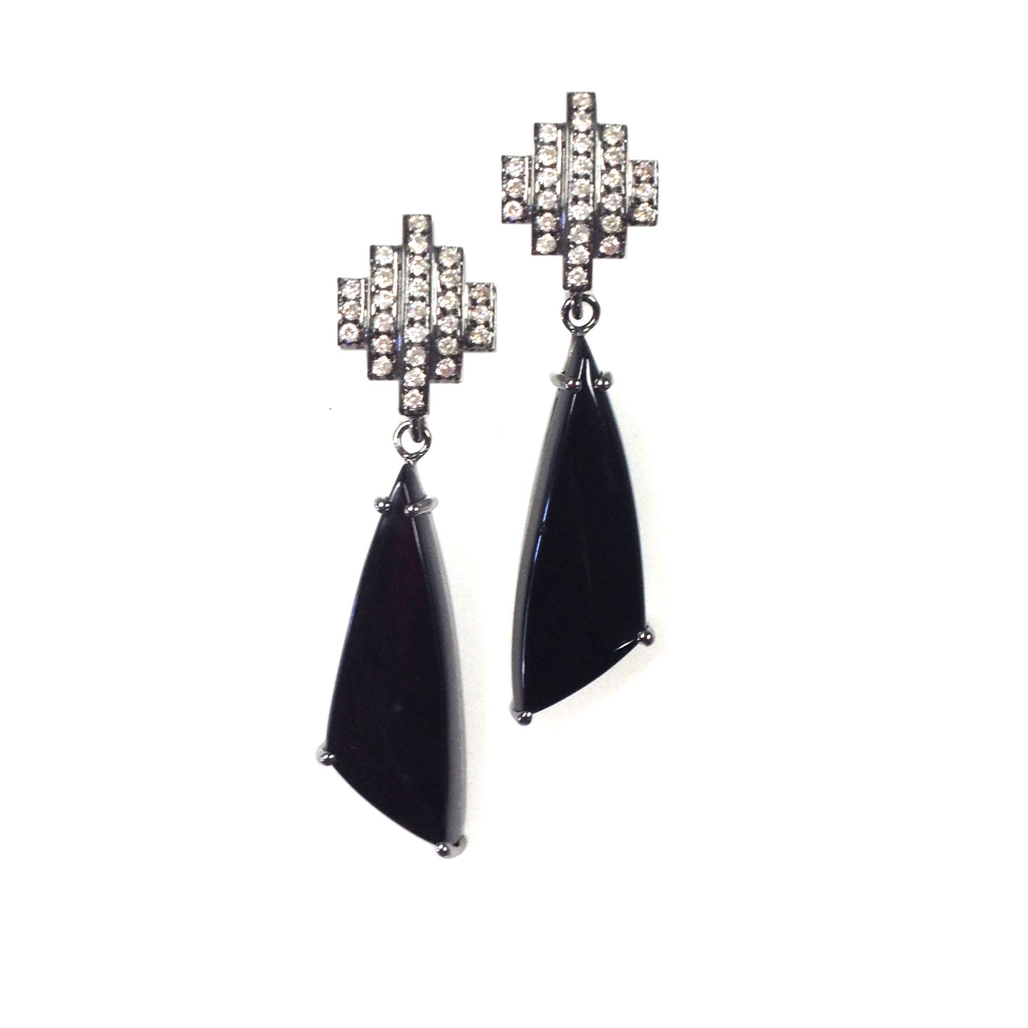 One of a Kind Z and Black Onyx Drop Earrings
