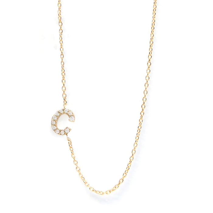 Love Letter Initial C Necklace in Yellow Gold
