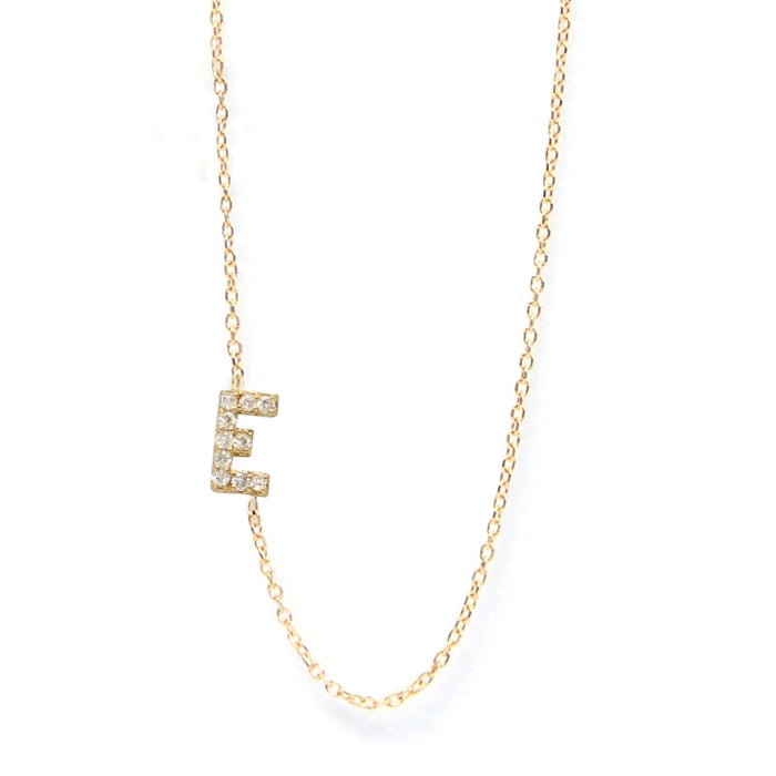 Love Letter Initial E Necklace in Yellow Gold