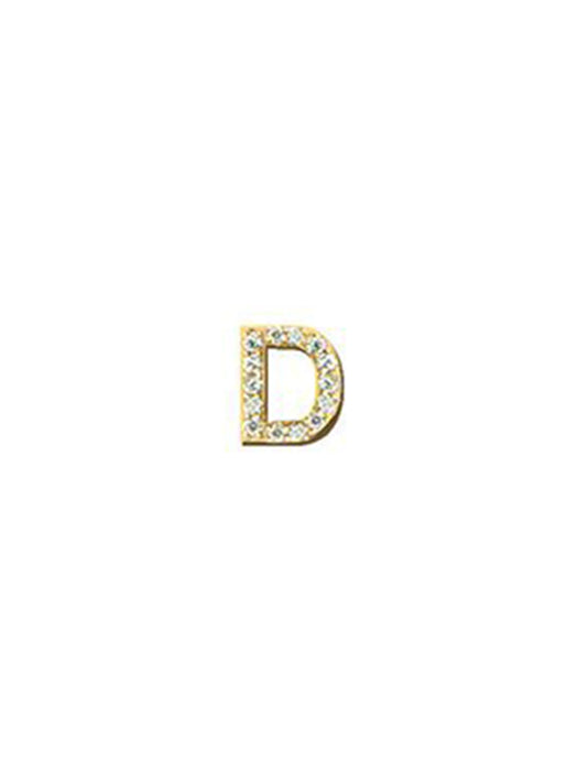 Pave Initial Single Stud D in Yellow Gold