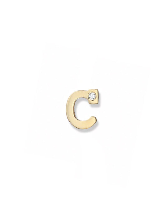 Love Letter Initial Single Stud C in Yellow Gold