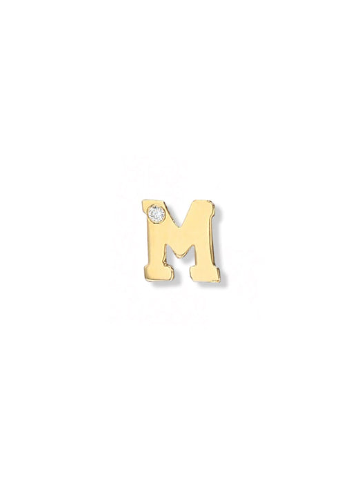 Love Letter Initial Single Stud M in Yellow Gold