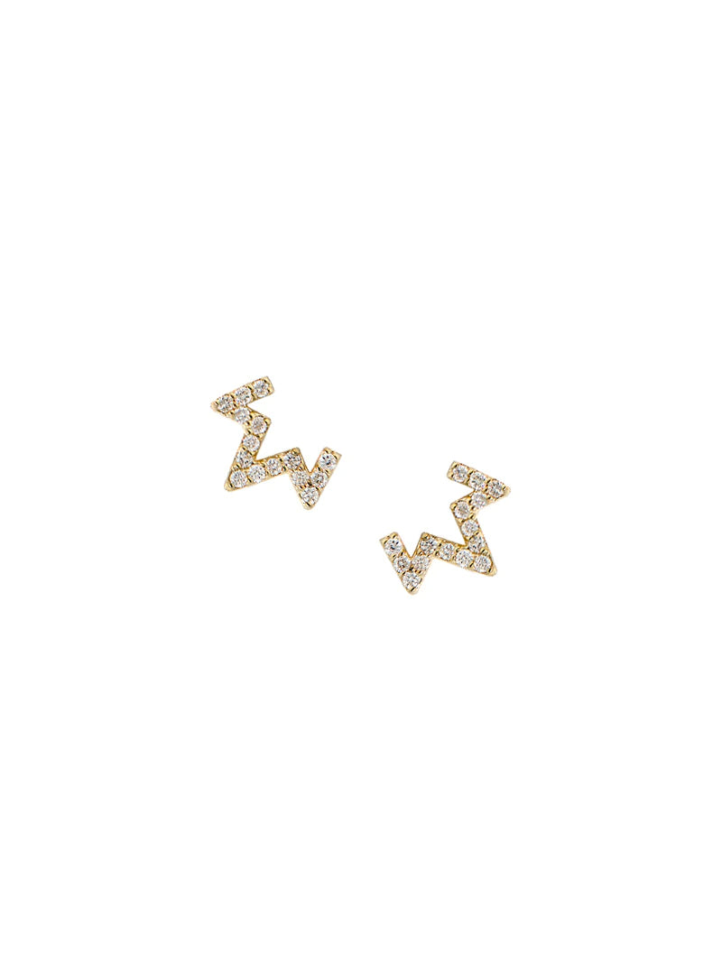 Aztec Zig Zag Diamond Studs in Yellow Gold