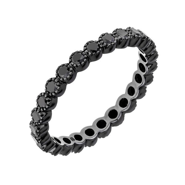 Bezel Black Diamond Band in Blackened Gold