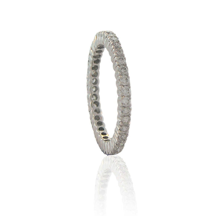 The Prong Band with White Diamond in White Gold
