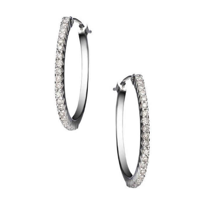 The Simple Elegance Small Hoops with White Diamond in White Gold