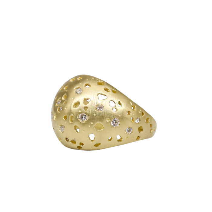 Shadow Dome Diamond Ring in Yellow Gold