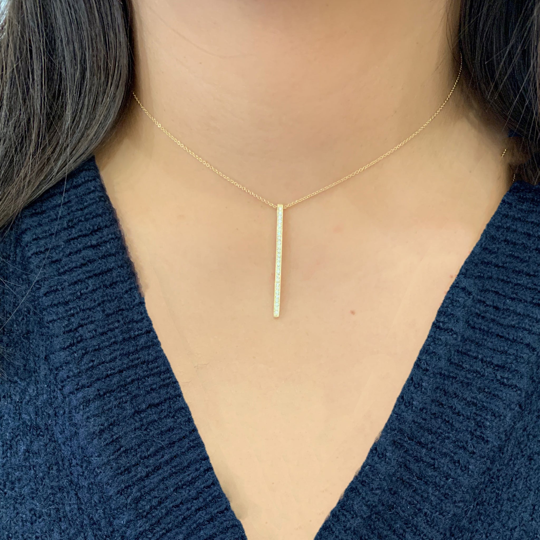 Alice Diamond Bar Necklace in Yellow Gold