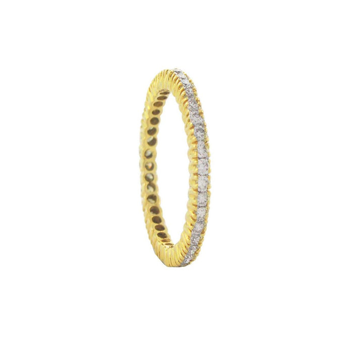 Prong White Diamond Band in Yellow Gold