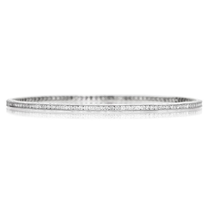 The Channel Bangle with White Diamond in White Gold