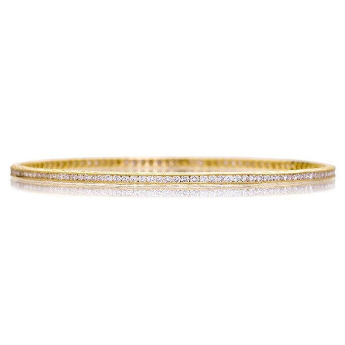 The Channel Bangle with White Diamond in Yellow Gold