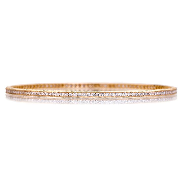 Channel White Diamond Bangle in Rose Gold