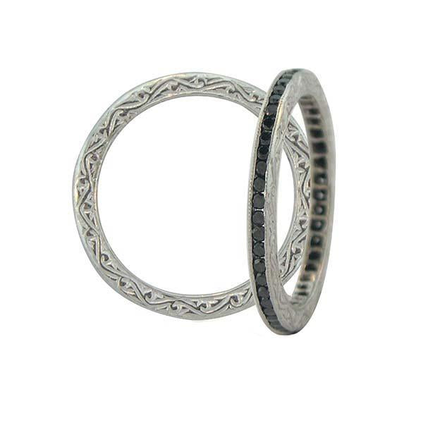 Channel Black Diamond Band in White Gold