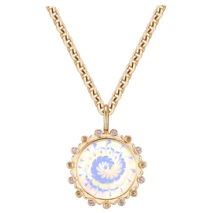 Spiral Amulet Lavender Necklace in Yellow Gold