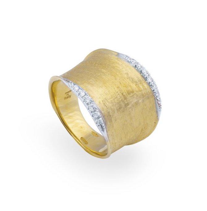 Lunaria Ring with Diamond Pave in Yellow Gold