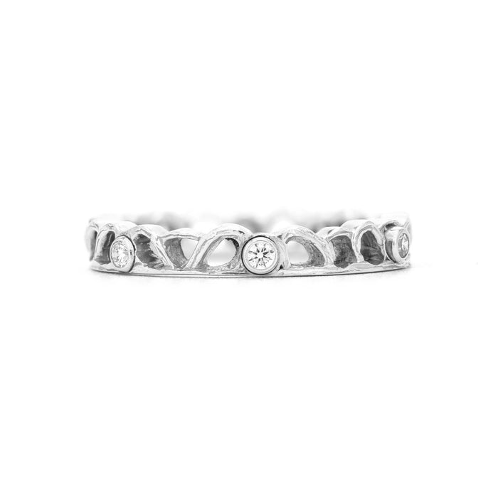 Shadow Side Band with Diamond in White Gold