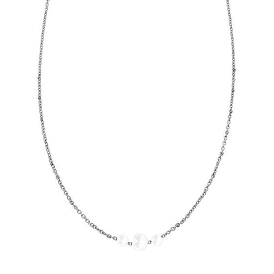 Cien 3 Stone Rose Cut Diamond Necklace in White Gold