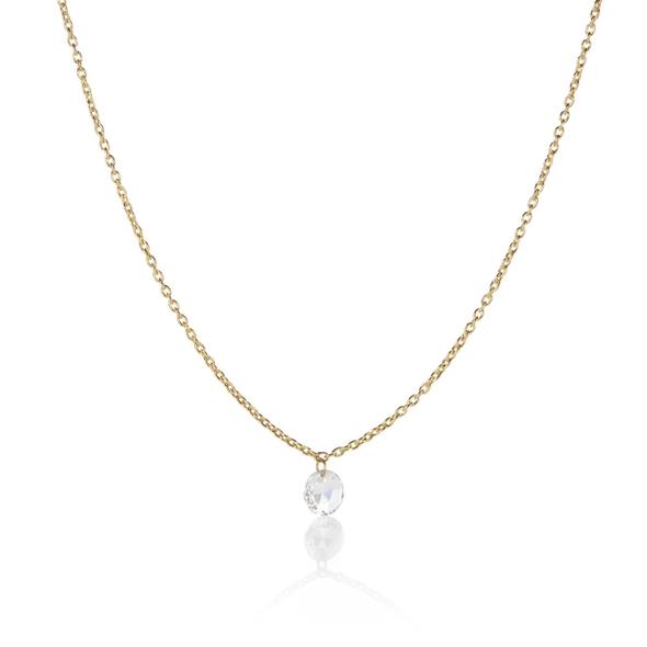 The Cien Rosecut Diamond Single Drop Necklace in Yellow Gold