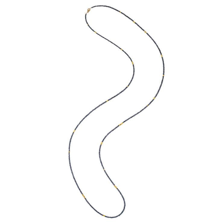 Noir Black Diamond and Gold Bead Necklace in Yellow Gold