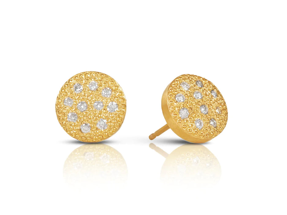 Carol Stud Earrings with Diamonds in Yellow Gold