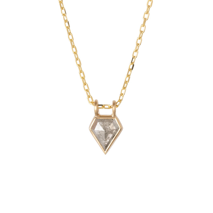 Shield Salt & Pepper Diamond Necklace in Yellow Gold