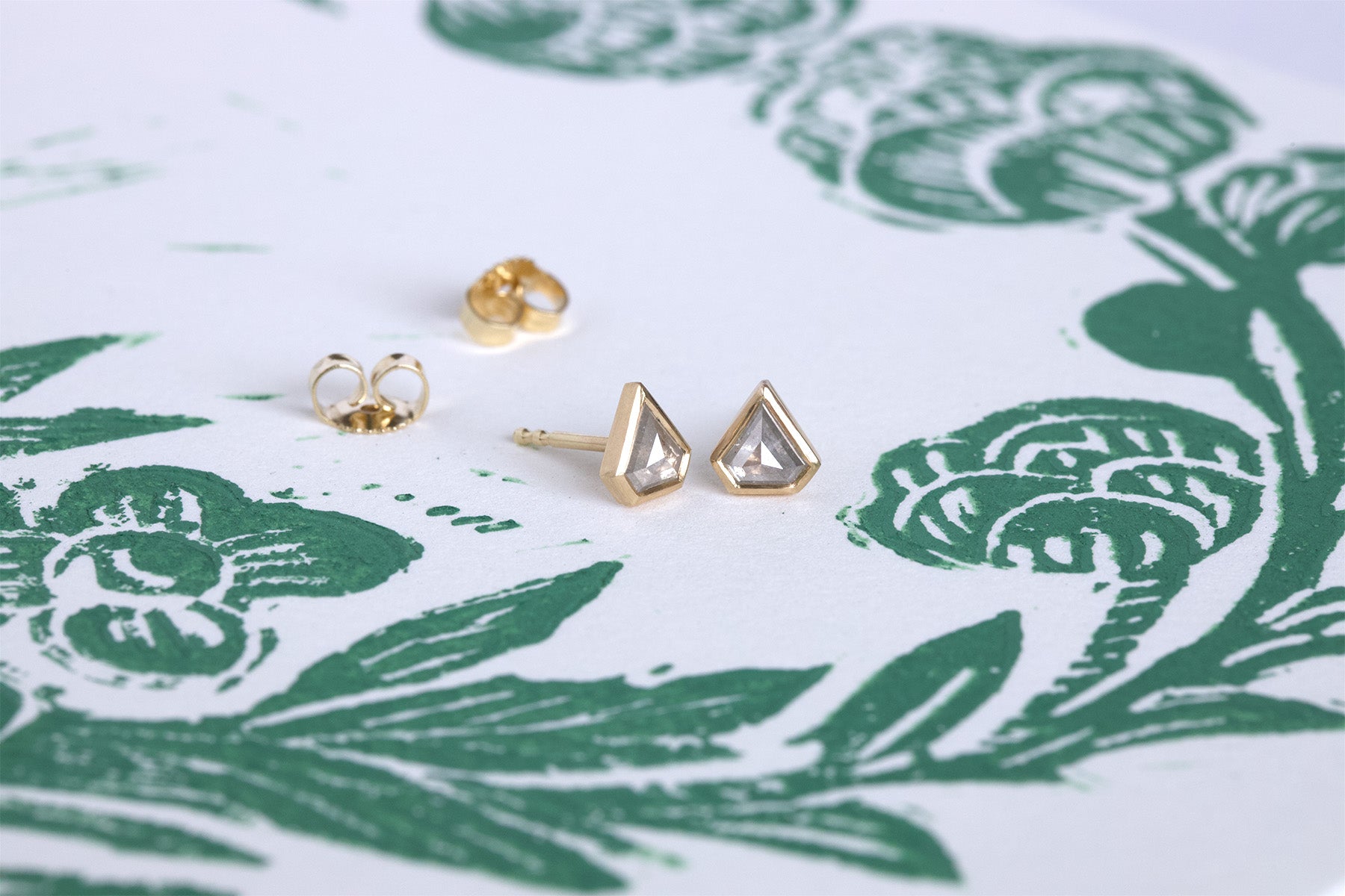 Shield Salt & Pepper Diamond Stud Earrings