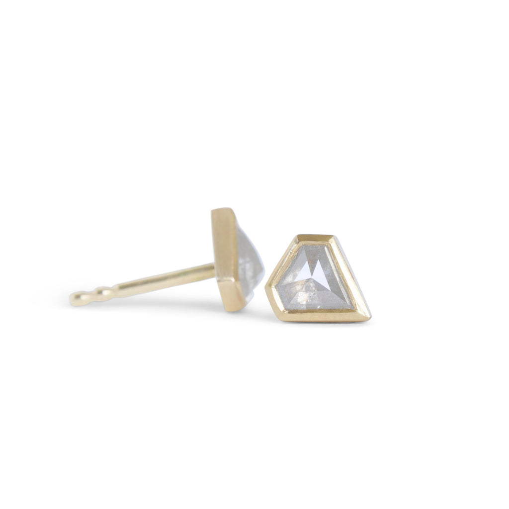 Shield Salt & Pepper Diamond Stud Earrings