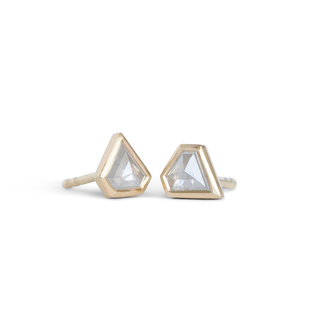 Shield Salt & Pepper Diamond Stud Earrings