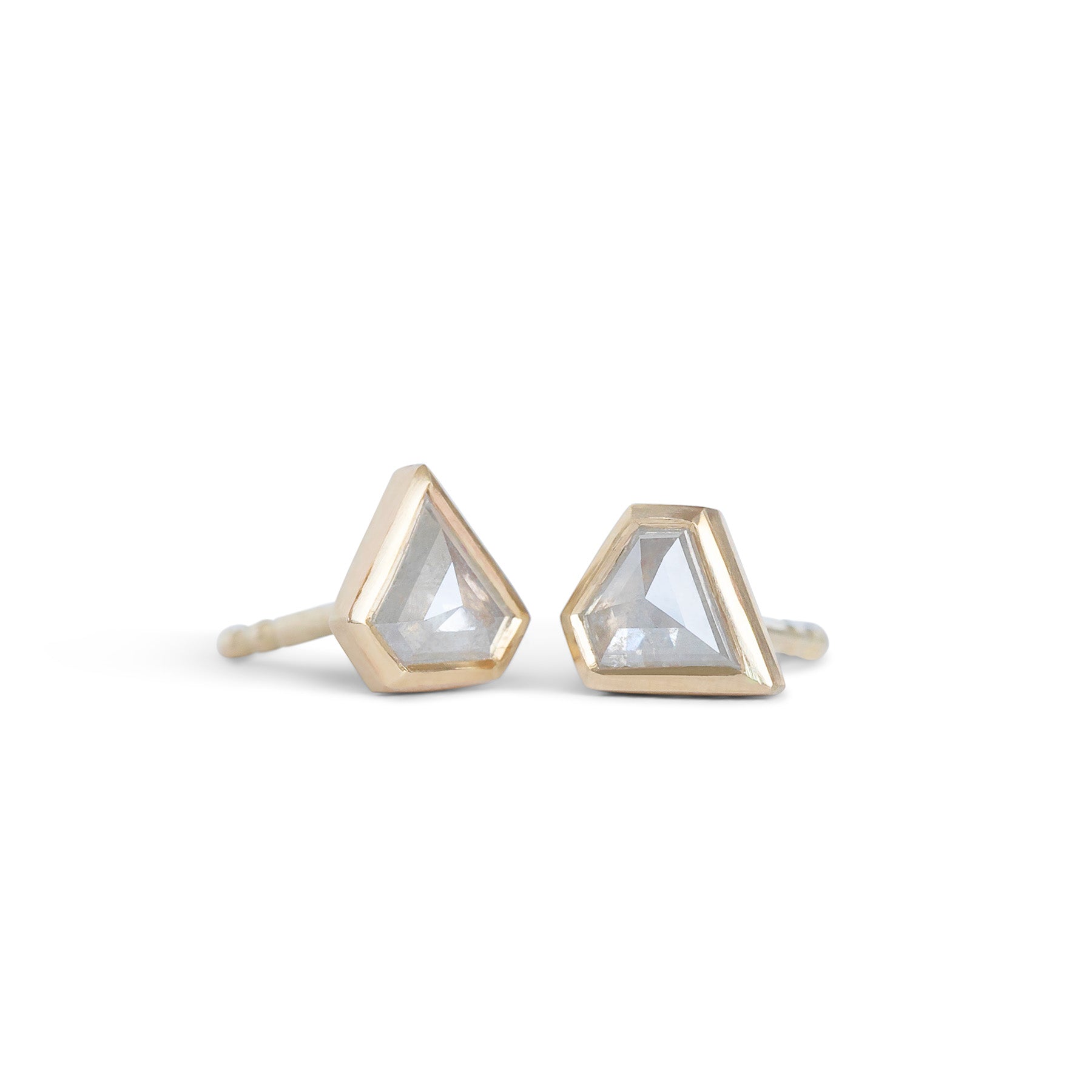 Shield Salt & Pepper Diamond Stud Earrings