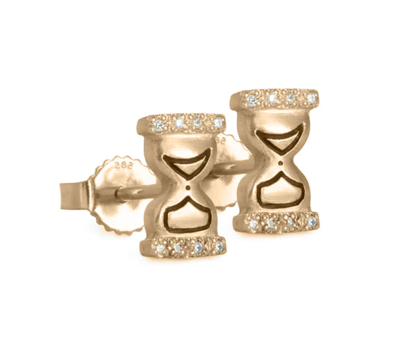 Tiny Hourglass Stud Earrings in Yellow Gold