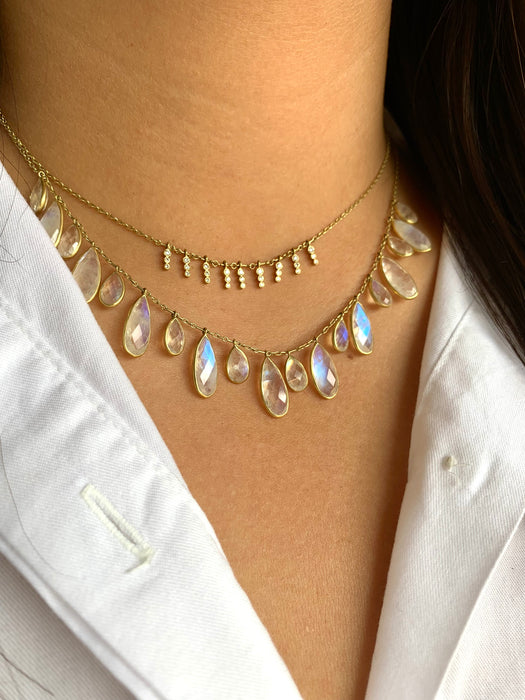 Small Icicle Diamond Demi-Fringe Necklace in Yellow Gold