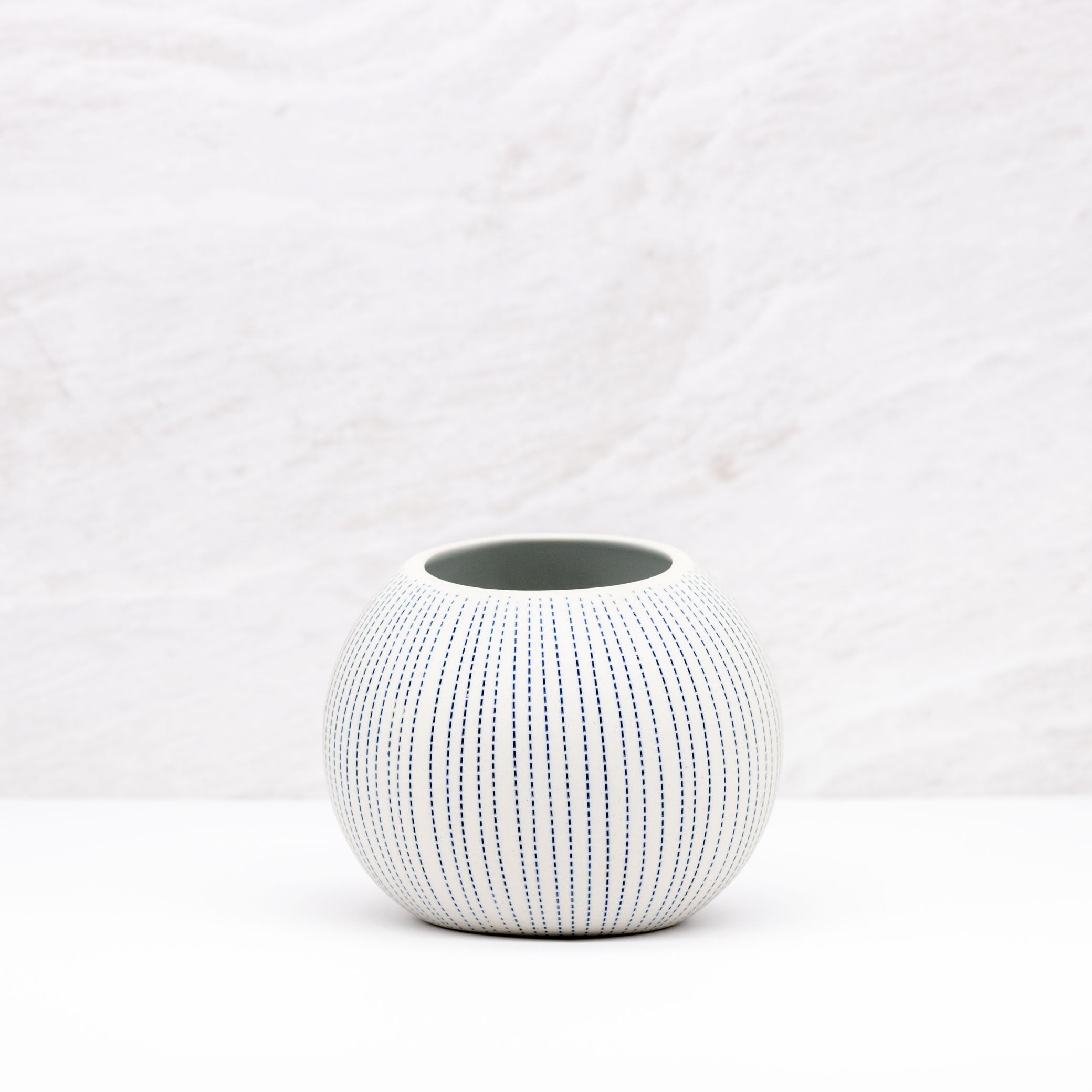 Pettra Blue Dotted Stripe Small Round Vase