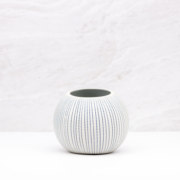 Pettra Blue Dotted Stripe Small Round Vase