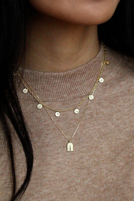 Moon phase Multi Diamond Necklace in Yellow Gold