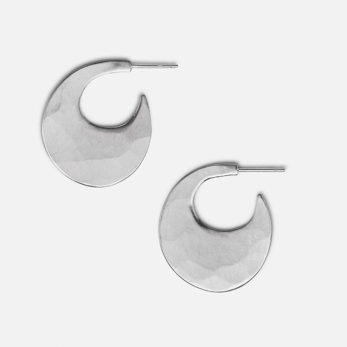 Moon Hoops in Sterling Silver