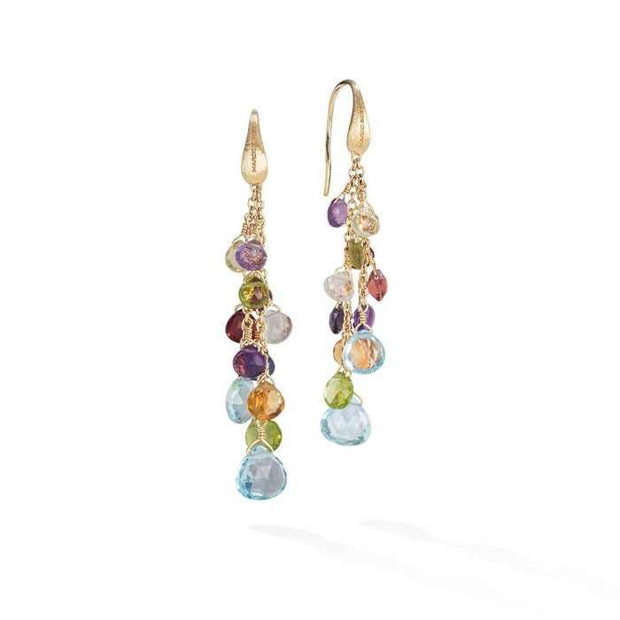 Paradise Collection 18K Yellow Gold Mixed Gemstone Multi Strand Earrings