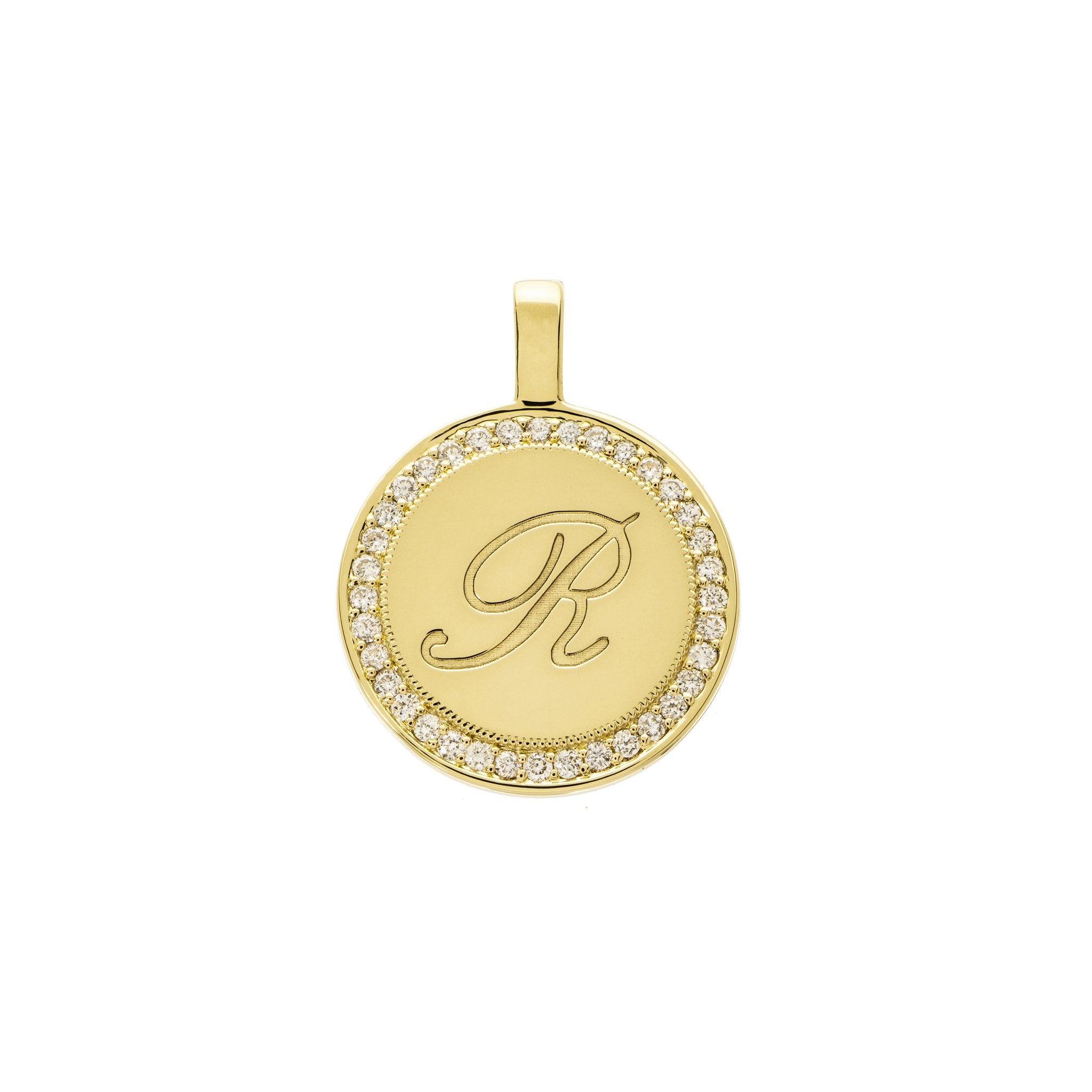 P.S. Large Round Diamond Charm in Yellow Gold