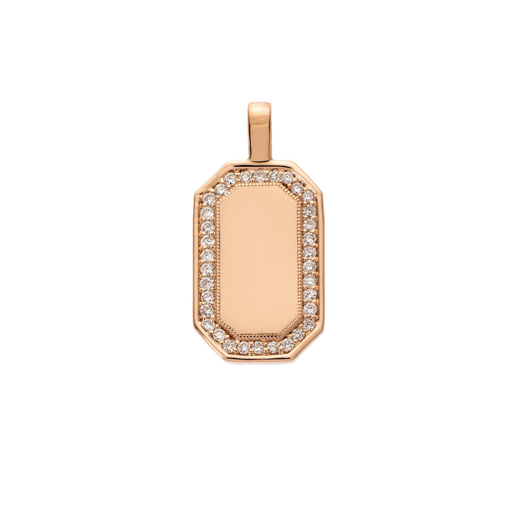 P.S. Large Diamond Tag Charm in Rose Gold