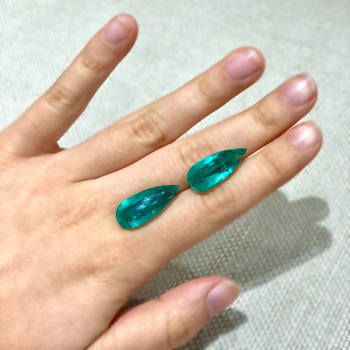 Pear Shaped Colombian Emerald (Available as Pair)