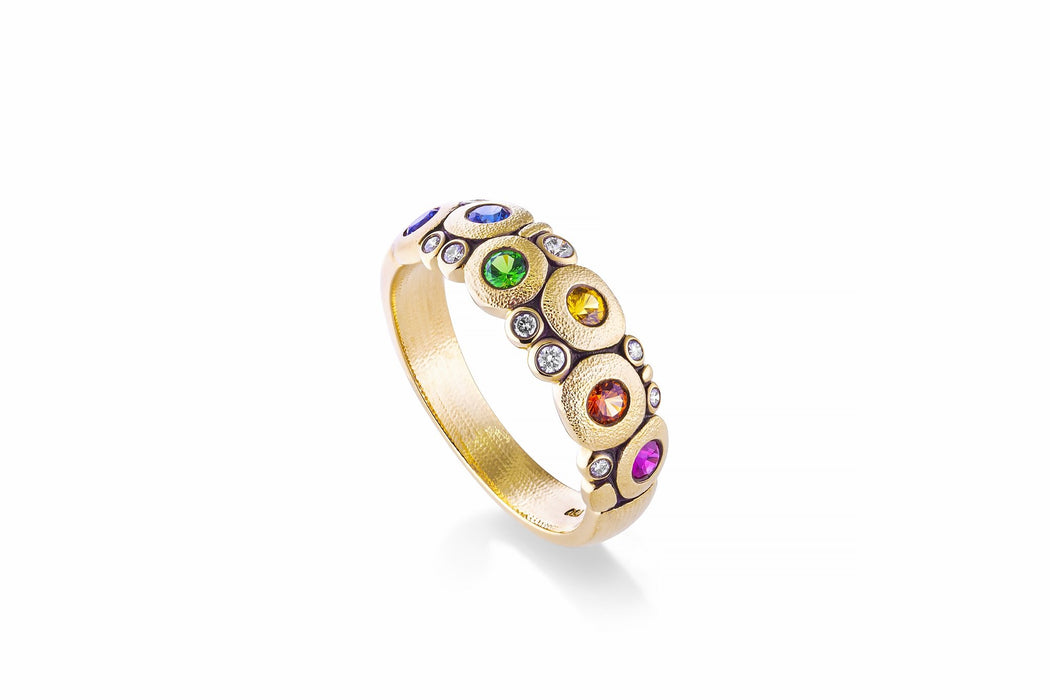 Candy Dome Rainbow Ring in Yellow Gold