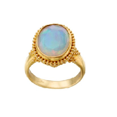 Oval Opal Gold Ring in Yellow Gold