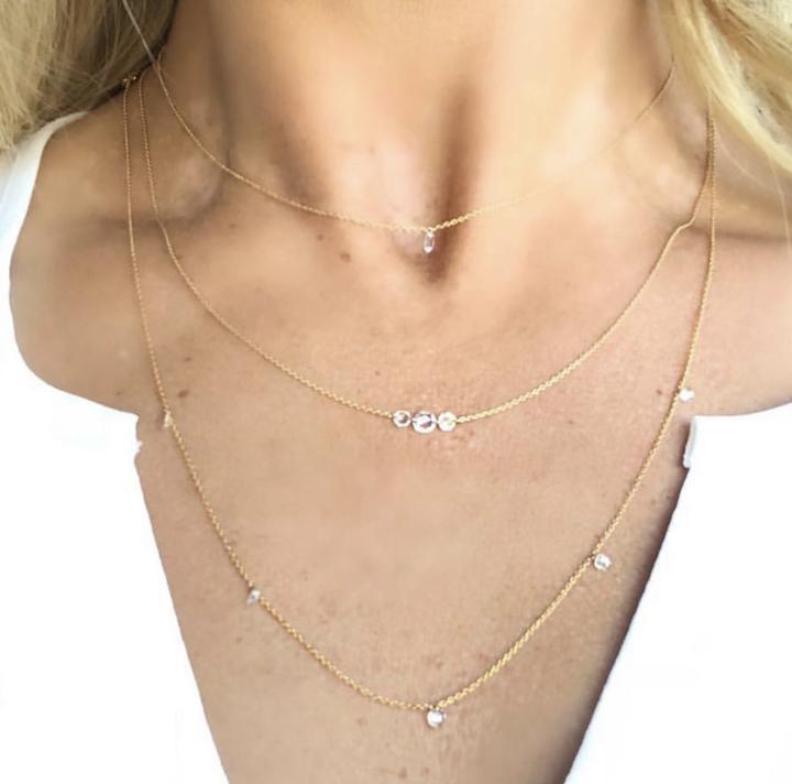 Cien 5-Stone Rosecut Diamond Necklace in Yellow Gold