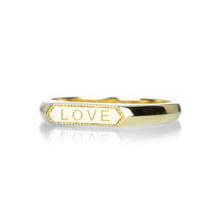 Love Hexagon Signet Ring in Yellow Gold