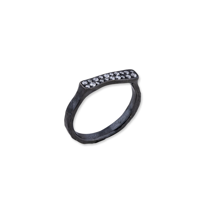 Stockton Pave Diamond Stacking Ring in Oxidized Sterling Silver