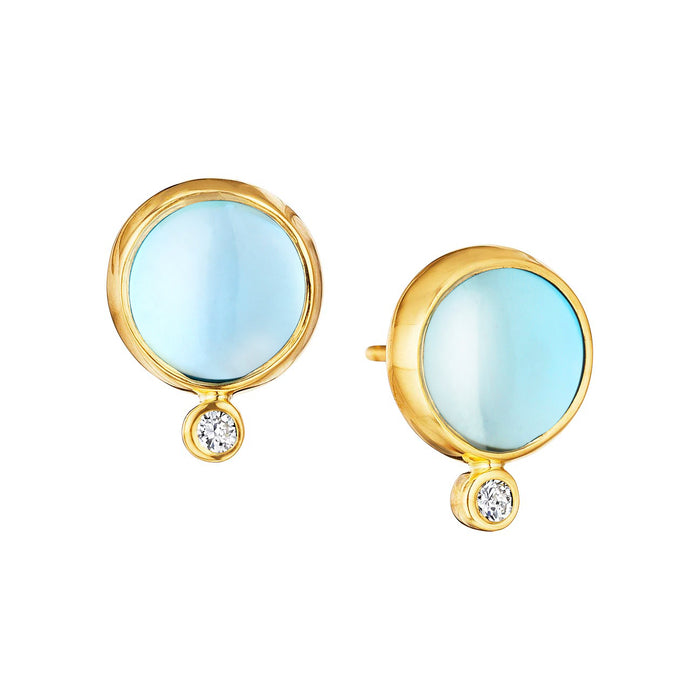 Chakra Blue Topaz and Diamond Stud Earrings