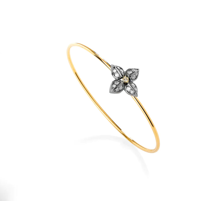 Jardin Diamond Flower Bracelet in Yellow Gold and Silver