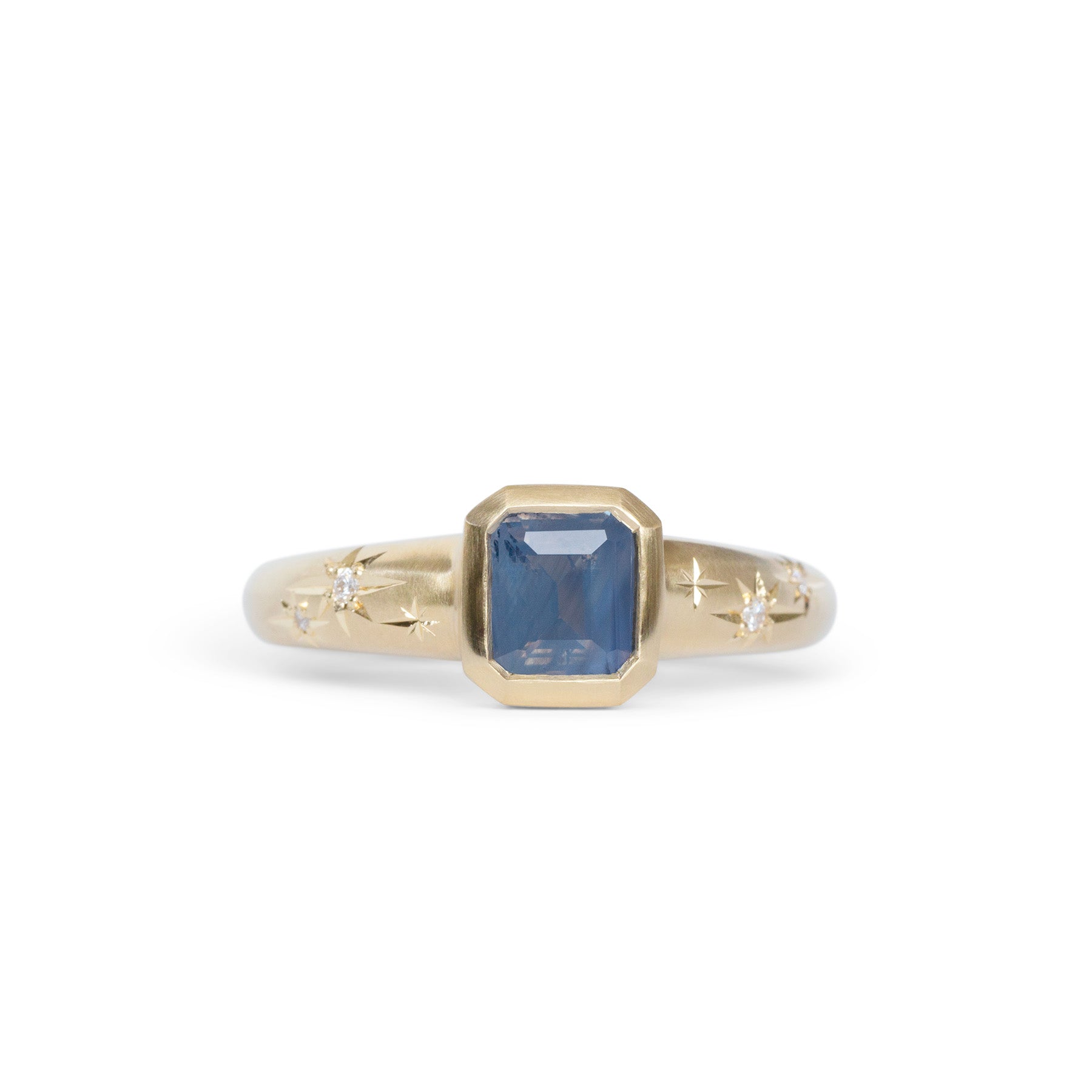 Blue Sapphire Cosmic Ring in Yellow Gold